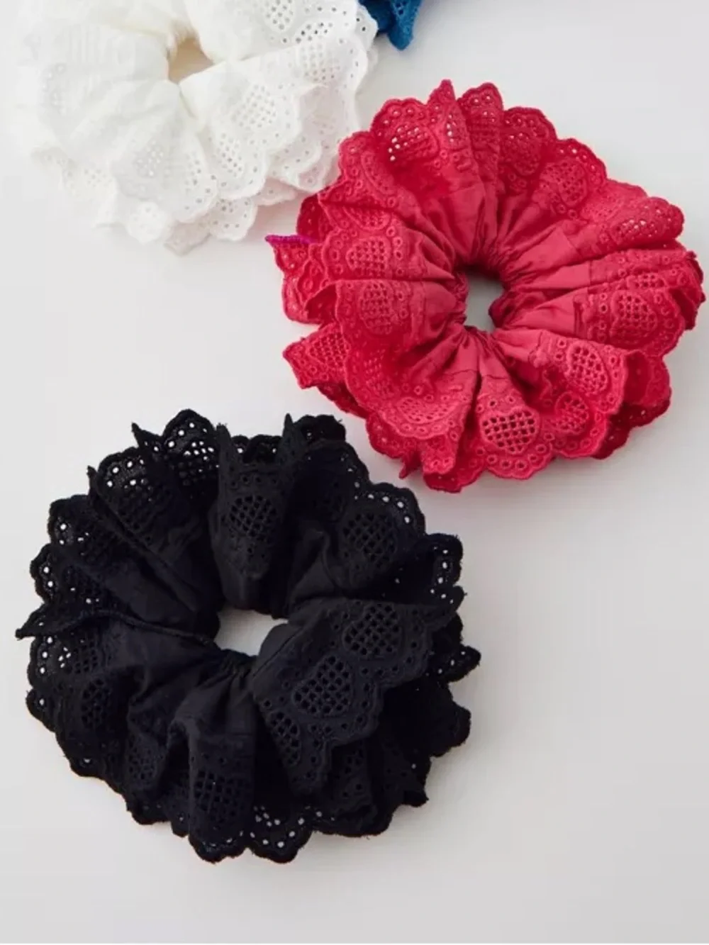 Urban Outfitters Heart Eyelet Large Scrunchie NWT Black